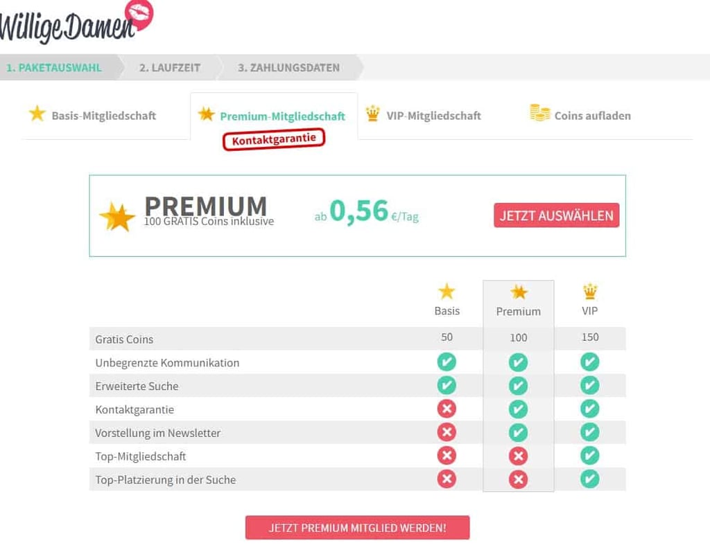 WilligeDamen.com VIP Vorteile