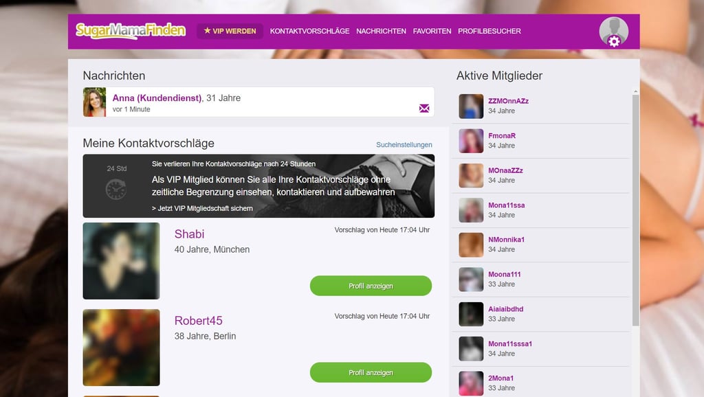 Testbericht - sugarmamafinden.com Mitgliederbereich