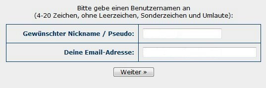 Travesta.de - Anmeldung