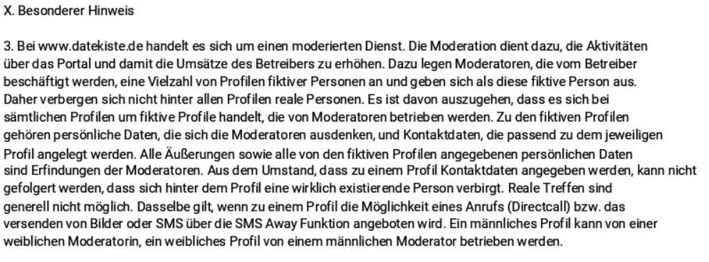 DateKiste.com - AGB Moderatoren