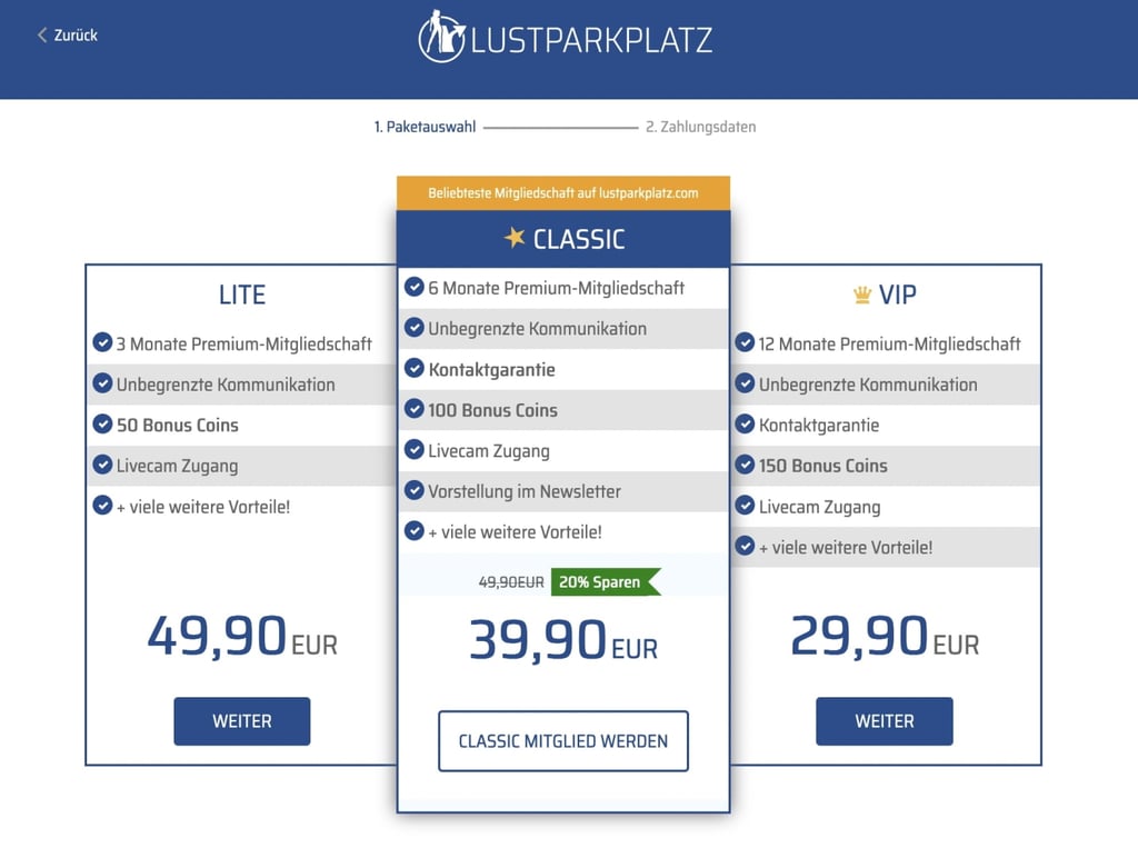 LustParkplatz.com Kosten