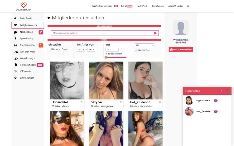 Testbericht - duverliebstdich.de Mitgliederbereich