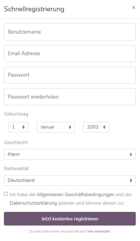 CasualLovex.net - Anmeldung