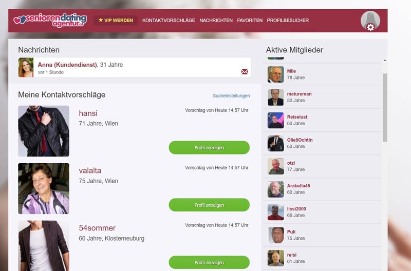 Testbericht - seniorendatingagentur.at Mitgliederbereich