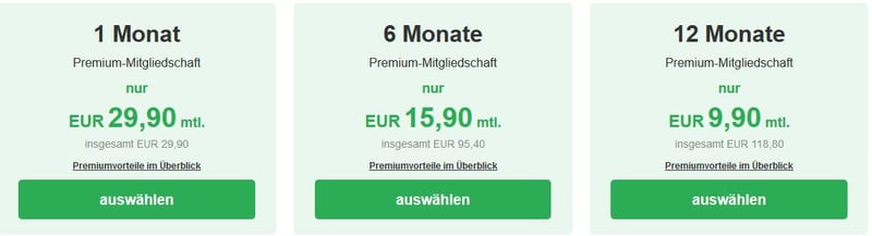 Die Preise auf Single.infranken.de