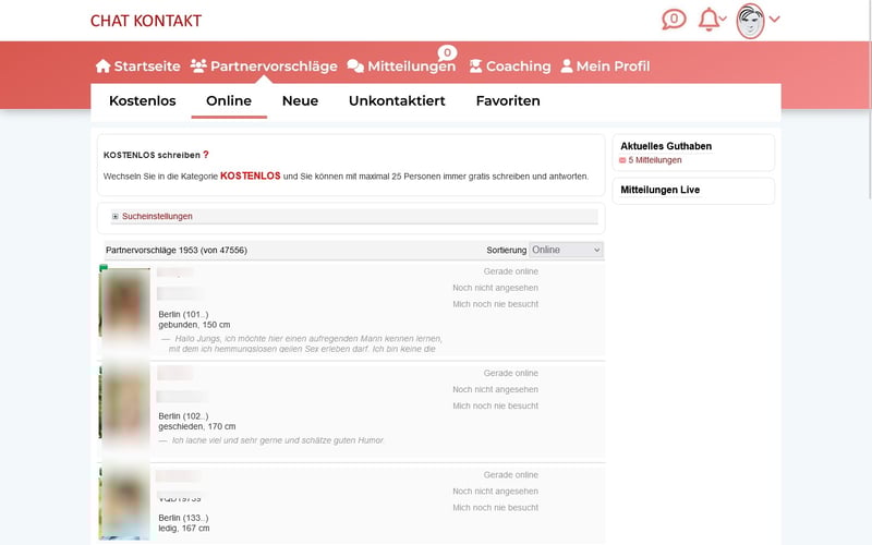 Chat-Kontakt.com Mitgliederbereich