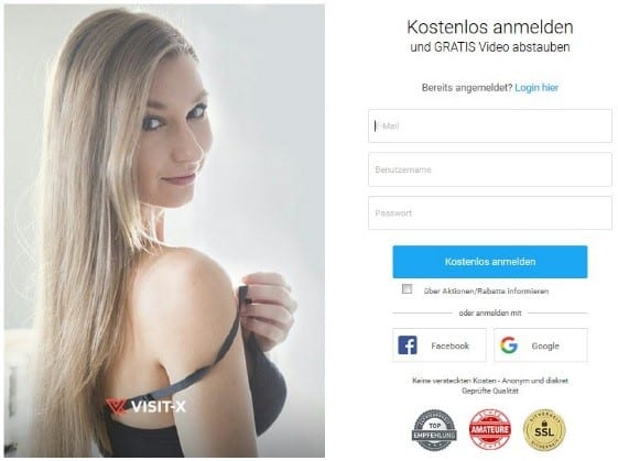 VISIT-X.net - Anmeldung