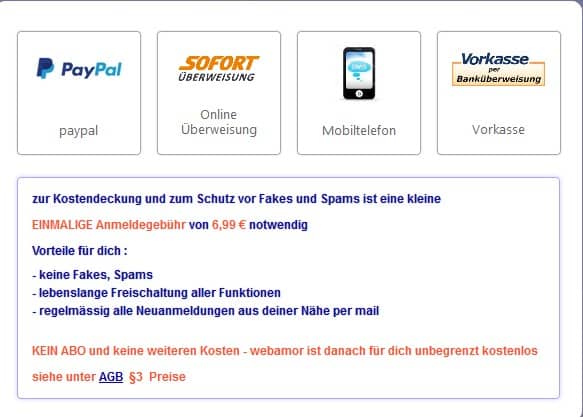 Zahlungsmöglichkeiten auf Web-Amor.de