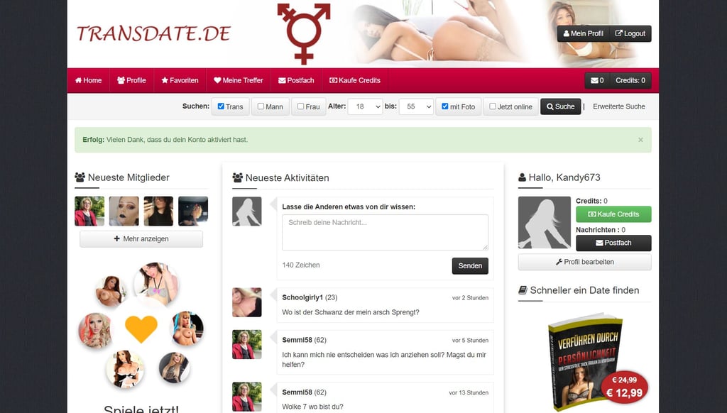 Testbericht - transdate.de Mitgliederbereich