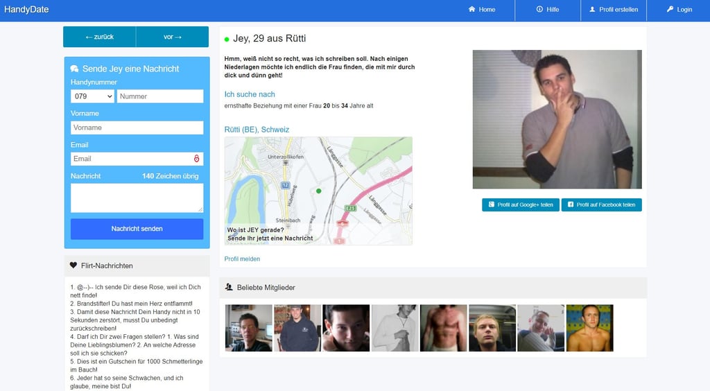 Testbericht - handydate.ch Mitgliederbereich Abzocke