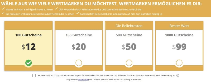 Adultfriendfinder.com - Kosten Wertmarken