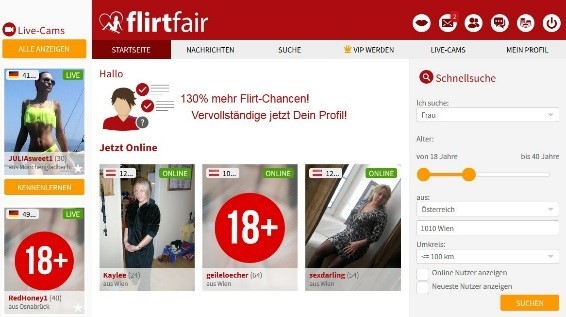 FlirtFair.at - Der Mitgliederbereich