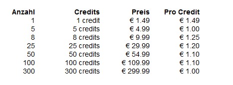 Die Preise auf GeheimerKontakt