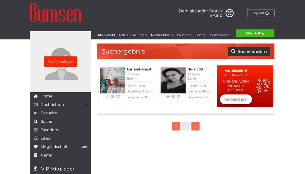 Testbericht - bumsen.com Mitgliederbereich
