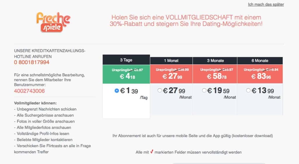Preisübersicht bei FrecheSpiele.de