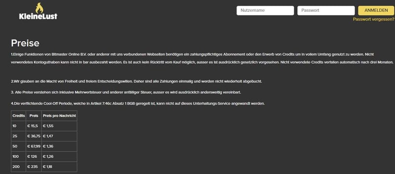 KleineLust.com - Kosten